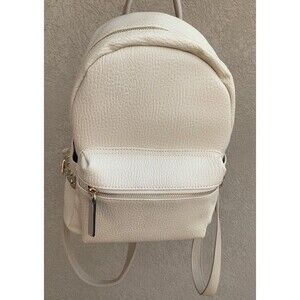 Women’s Studded Cream Beige Faux Leather backpack Gold Details